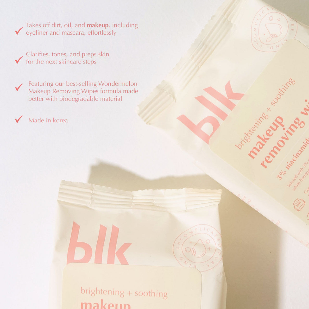 Blk Cosmetics Skin Brightening & Soothing Makeup Removing Wipes + Niacinamide